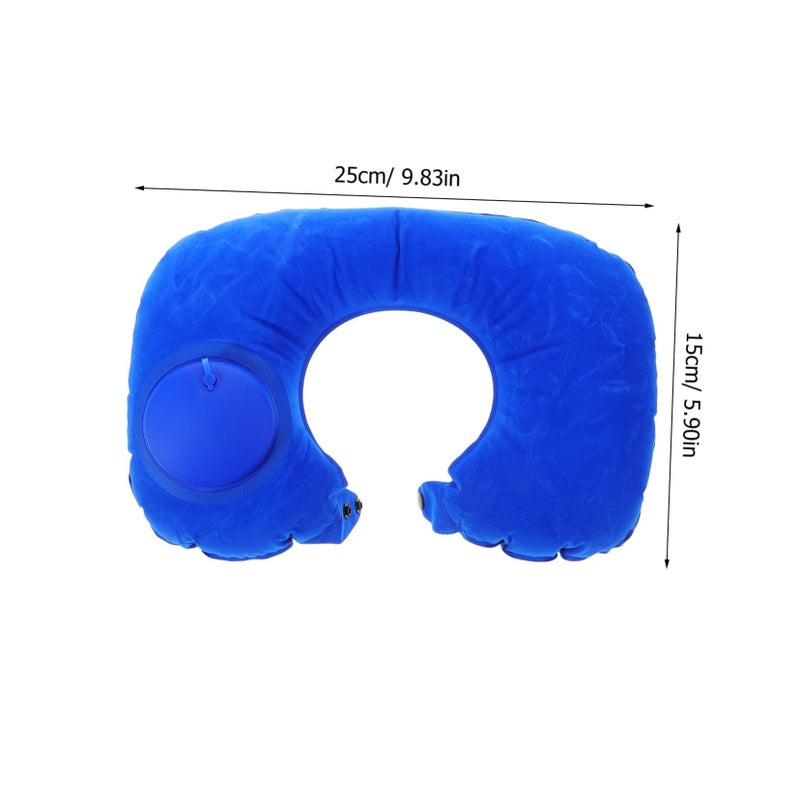 Inflatable U Shape Travel Pillow For Neck Support Airplane Car Train Office Blue - Image 3