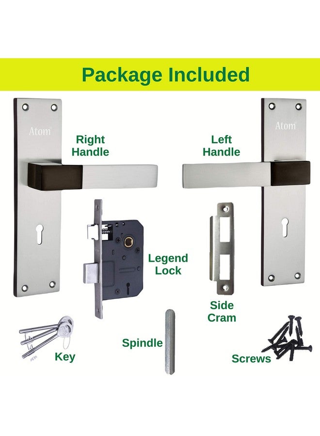 ATOM Atom Heavy Duty Door Lock for Home, Living Room, Main Door, Black Silver Finish | 3 Keys | 6 Lever Double Stage Lockset for House Hotel Office(WIH51KY)  - Image 3