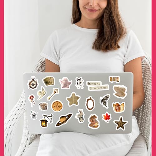 True Flair Trueflair Pack of 52 Vintage Vinyl Laptop Stickers, Random Designs, for Scrapbook, Journal, Diary, Journalling, Mobile, Waterproof, Self-Adhesive (Vintage Design 5) - Image 2