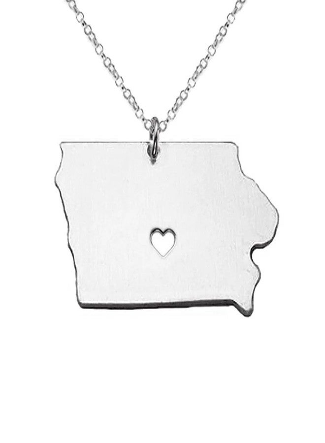 آرت أتاك قلادة "أحب ولاية أيوا" من الفولاذ المقاوم للصدأ من آرت أتاك، قلادة على شكل خريطة قلب ولاية هوك آي (فضية) - Image 2
