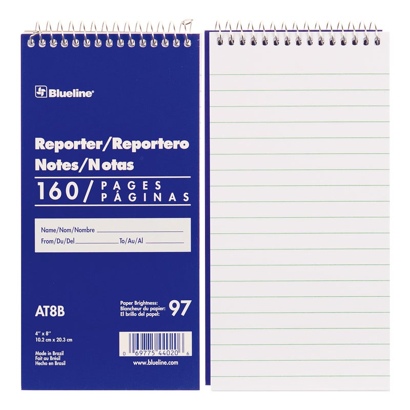 Blueline Reporter Notebook / Note Pad, 4 x 8 inches, 160 Pages / 80 Sheets (AT8B) - Image 2
