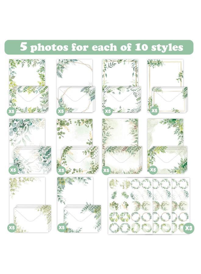 Bluejw Cross Border Letter Envelope 160 Pieces Eucalyptus Leaves Simple Wedding Party Creative High Sense Gift Stationery New Product - Image 3