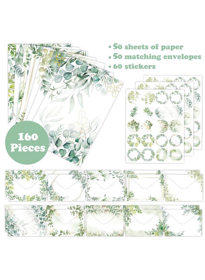 Bluejw Cross Border Letter Envelope 160 Pieces Eucalyptus Leaves Simple Wedding Party Creative High Sense Gift Stationery New Product - Image 5