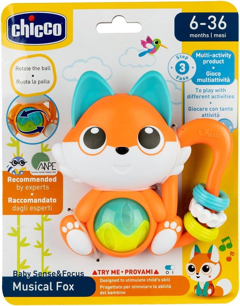 Chicco Musical Fox Plastic Rattle for Babies 6-36 Months, Multicolor - Image 3