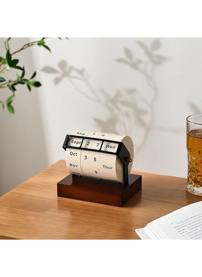 General Swivel Vertical Desk Calendar, Wooden Wheeled Calendar for Home Office Month, Sunday Date Display, Reusable Reminder List Travel Record Card (2025 Wheeled Perpetual Calendar)  - Image 3