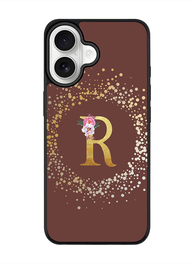 Stylizedd iPhone 17 Case, [Compatible with MagSafe] Slim Magnetic cover Phone Case iPhone 17 -Custom Monogram Floral - R  (Brown ) - Image 1