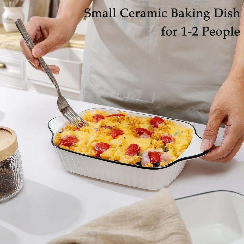 NUTRIUPS 34Oz Small Baking Dishes Set of 4, 8.1x5.7x2'' Rectangular Lasagne Dishes, Small Ceramic Baking Dish, Rectangular Bakeware with Handles, Oven Safe & Microwave Safe - Image 5