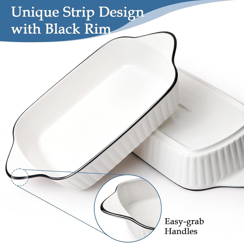NUTRIUPS 34Oz Small Baking Dishes Set of 4, 8.1x5.7x2'' Rectangular Lasagne Dishes, Small Ceramic Baking Dish, Rectangular Bakeware with Handles, Oven Safe & Microwave Safe - Image 3
