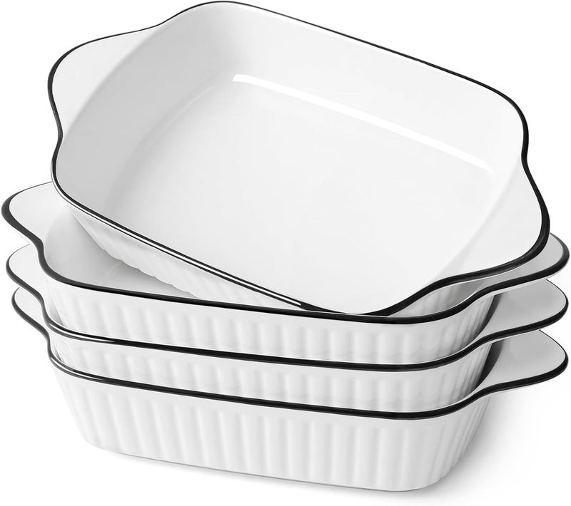 NUTRIUPS 34Oz Small Baking Dishes Set of 4, 8.1x5.7x2'' Rectangular Lasagne Dishes, Small Ceramic Baking Dish, Rectangular Bakeware with Handles, Oven Safe & Microwave Safe - Image 1