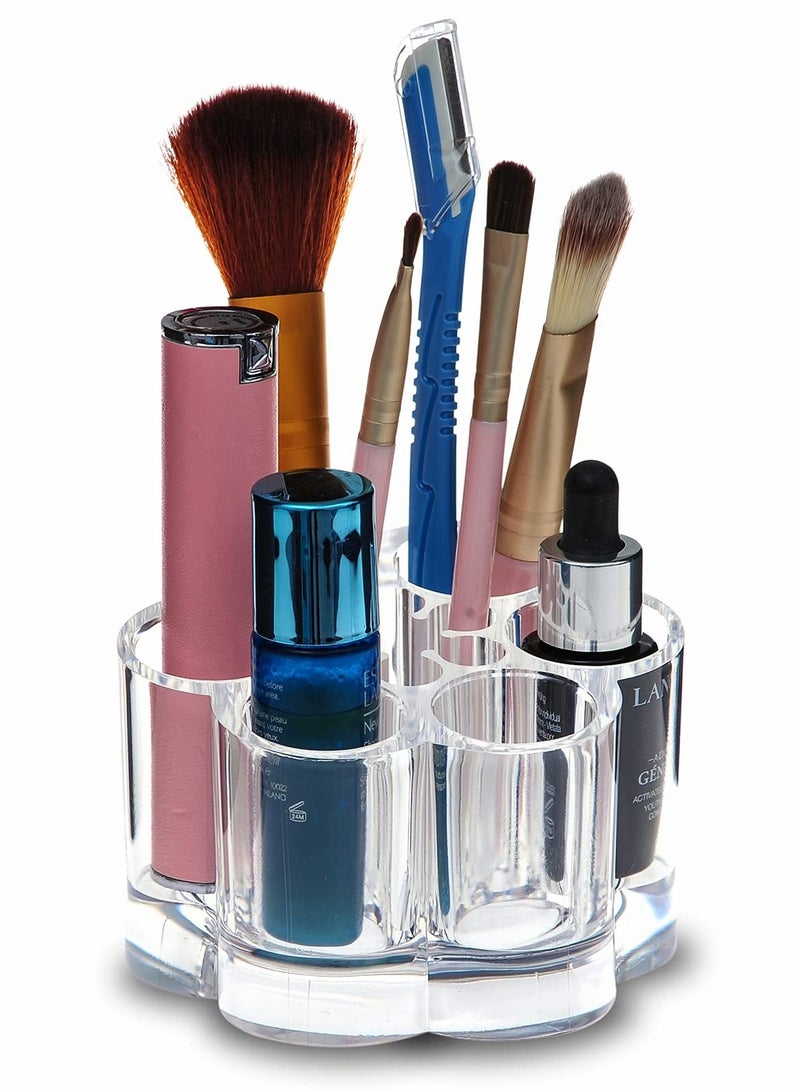 Small Lipstick Holder and Organizer, Acrylic Round Lip Gloss Stand for Vanity, Flower Shape with 12 Slots - Image 3