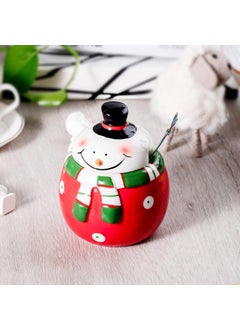 HPYNPES HPYNPES Ceramic Sugar Bowl with Lid and Spoon Classy Sugar Container with Cute Christmas Snowman Design Christmas Decorations Durable Airtight Sugar Pot with Spoon Unique Christmas Gifts 14Oz  - Image 5