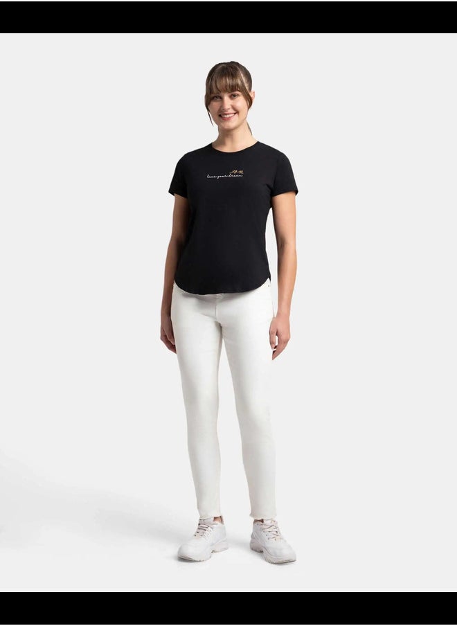 JOCKEY - Jockey IW31 Women's Micro Modal Fiber Stretch Relaxed Fit Solid Round Neck Half Sleeve T-Shirt with Curved Hem - Image 1
