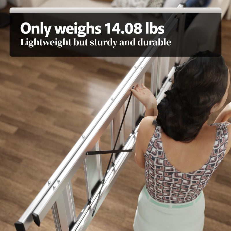 KINGRACK Aluminium 5 Step Ladder, Lightweight Step Stool with Non-Skid Pedals, Handrail, Foldable Step Ladder for Kitchen, Garage, Home, Space Saving, Sturdy and Portable, Silver - Image 5