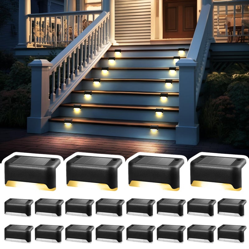 Solpex Solar Deck Lights 20 Pack Waterproof for Outdoor Stairs, Step, Fence, Yard, Patio, and Pathway(Black, Warm White) - Image 1