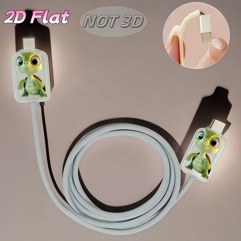 2pcs Cartoon Turtle Pattern Printed Data Cable Protectors Anti Break Type C Phone Protector Aesthetic Durable - Image 4