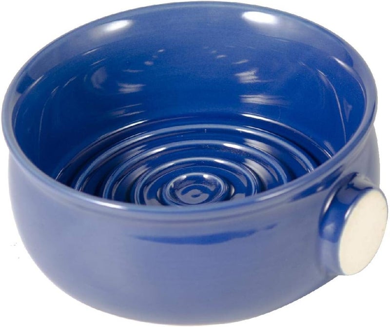 Grandslam Shaving Soap Bowl for Men, Wide Mouth, Ceramic, Easier to Lather and Clean, Non-slip Handle, Handmade Pottery Cup for Soap and Cream
