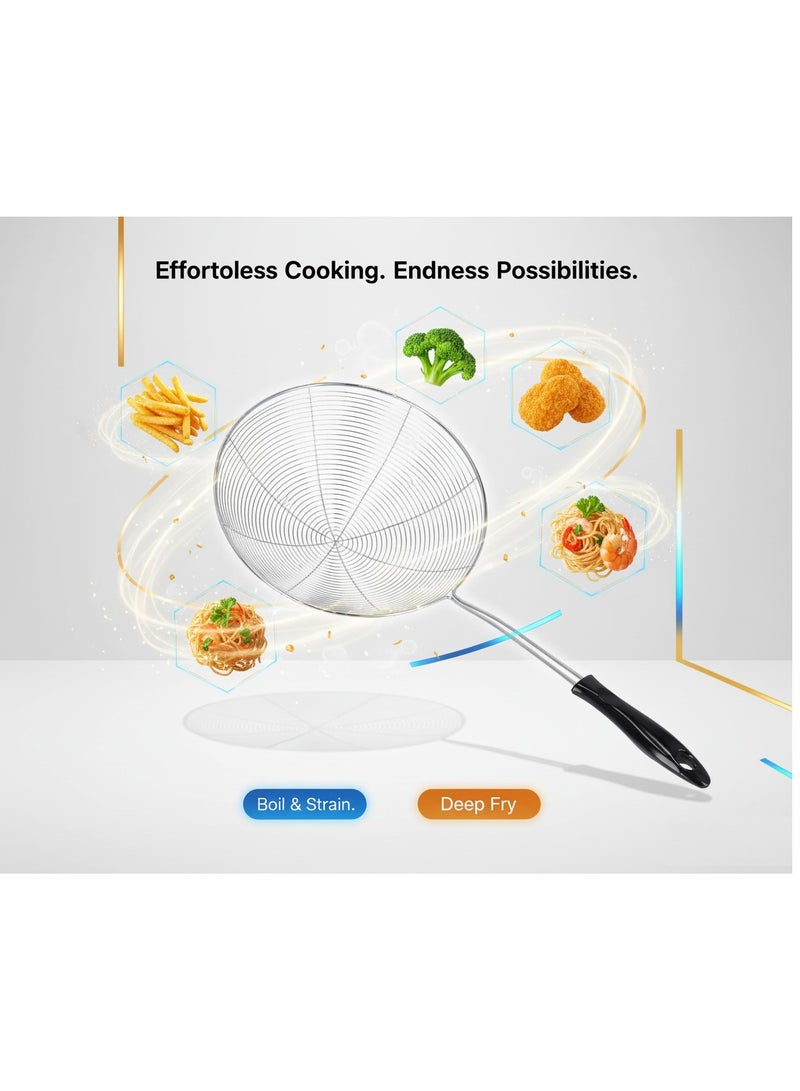 AMM Stainless Steel Skimmer Skimmer Spoon with Handle for Kitchen Frying Food Pasta Spaghetti Noodle Fries  Hot Pot Net Drainer Strainer Ladle - Image 4