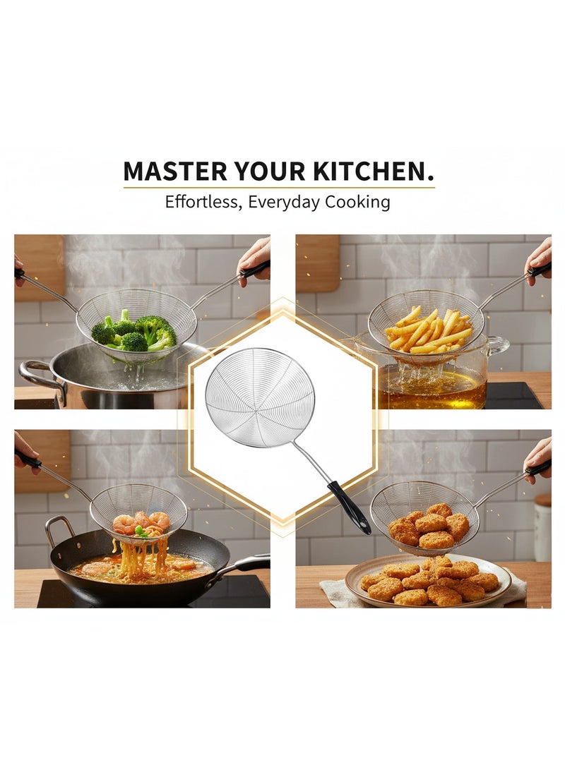AMM Stainless Steel Skimmer Skimmer Spoon with Handle for Kitchen Frying Food Pasta Spaghetti Noodle Fries  Hot Pot Net Drainer Strainer Ladle - Image 3