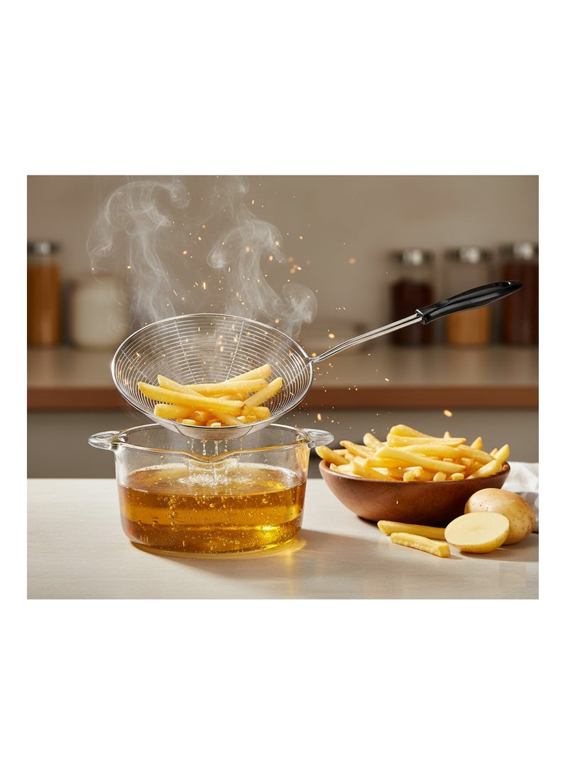 AMM Stainless Steel Skimmer Skimmer Spoon with Handle for Kitchen Frying Food Pasta Spaghetti Noodle Fries  Hot Pot Net Drainer Strainer Ladle - Image 2