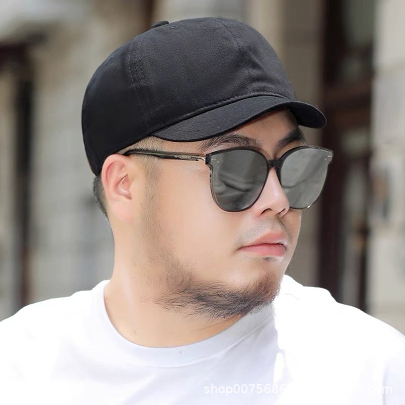 Trendy Mens Short Brim Baseball Cap Summer Sunshade Hat Short Tongue Stylish Duckbill Cap For Summer Black solid color short eyebrow