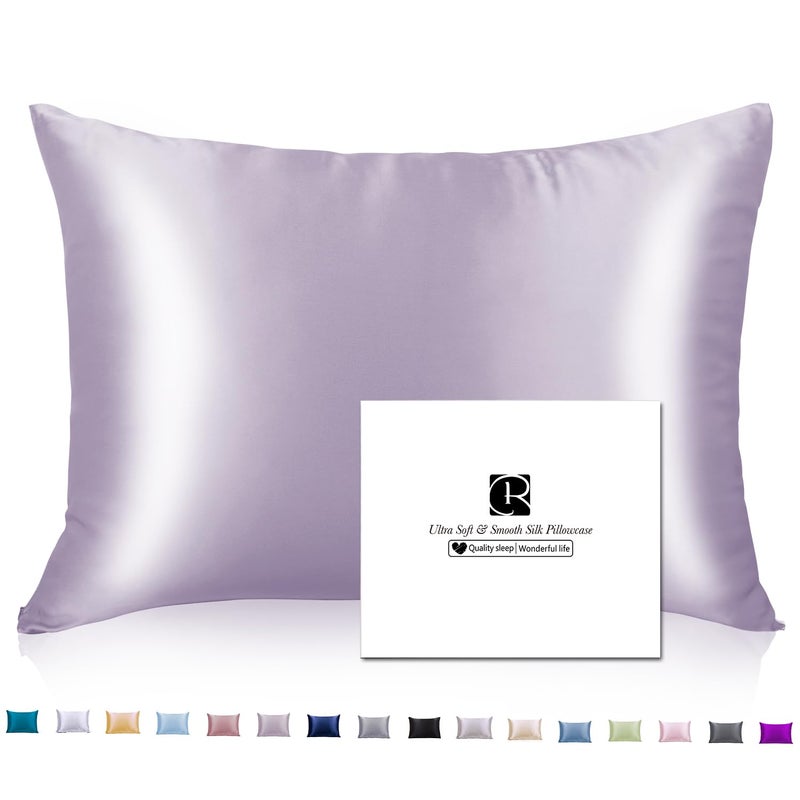 Ravmix Silk Pillow Cases with Zipper 21momme Mulberry Silk Pillowcase for Hair Skin Health Soft Smooth Breathable Cool Pillow Cover for Beauty Sleep with Gift Box 1PCStandard 20x26 Lilac