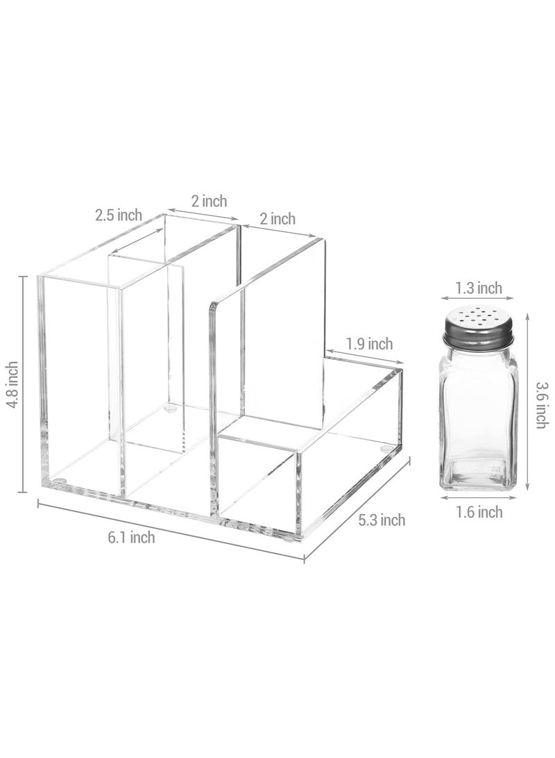 تي بي جي بي حامل من الأكريليك الشفاف الفاخر للمناشف وملاعق الملح والفلفل، حاملة أدوات المائدة، خادم البوفيه - Image 2