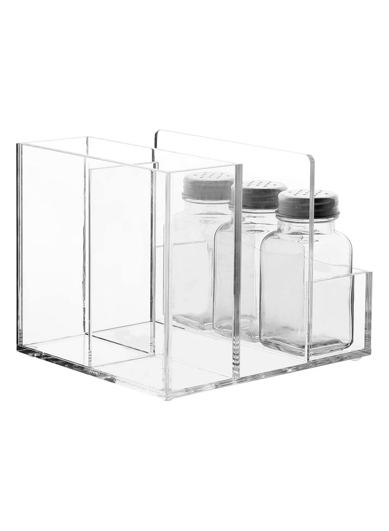 تي بي جي بي حامل من الأكريليك الشفاف الفاخر للمناشف وملاعق الملح والفلفل، حاملة أدوات المائدة، خادم البوفيه - Image 5