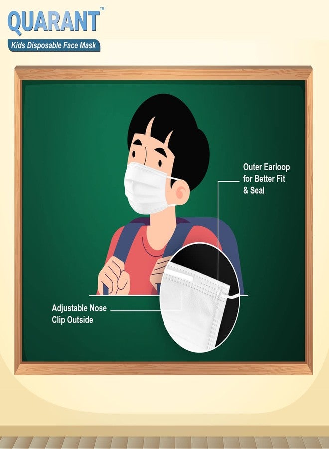 QUARANT Meltblown Fabric Kids 3 Ply Disposable Face Mask with Nose Clip for Boys & Girls, Suitable for Children Aged 5 to 12 Years (Rainbow Combo, Multicolour, Pack of 100) for Unisex - Image 4