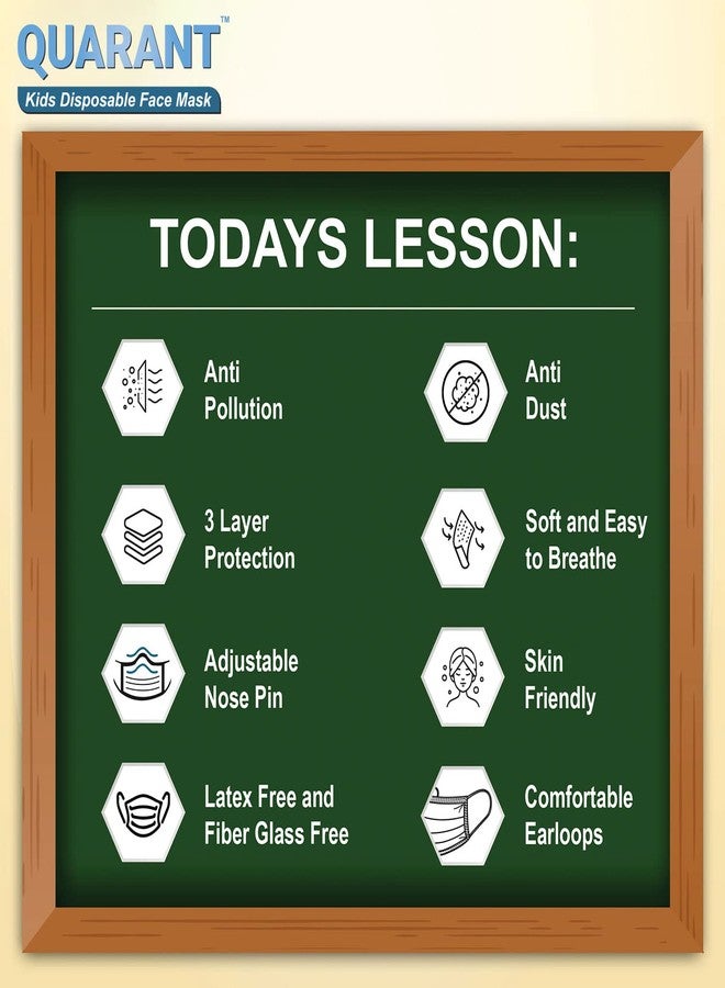 QUARANT Meltblown Fabric Kids 3 Ply Disposable Face Mask with Nose Clip for Boys & Girls, Suitable for Children Aged 5 to 12 Years (Rainbow Combo, Multicolour, Pack of 100) for Unisex - Image 2