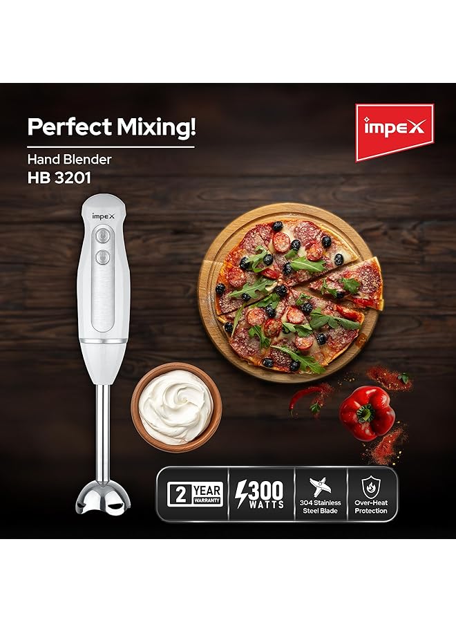 إمبكس خلاط يدوي 300 وات بسرعتين وقضيب وشفرة من الفولاذ المقاوم للصدأ وحماية من الحرارة الزائدة لمدة عامين خلاط يدوي فعال ومتين للعصائر والحساء والصلصات والمزيد - Image 2