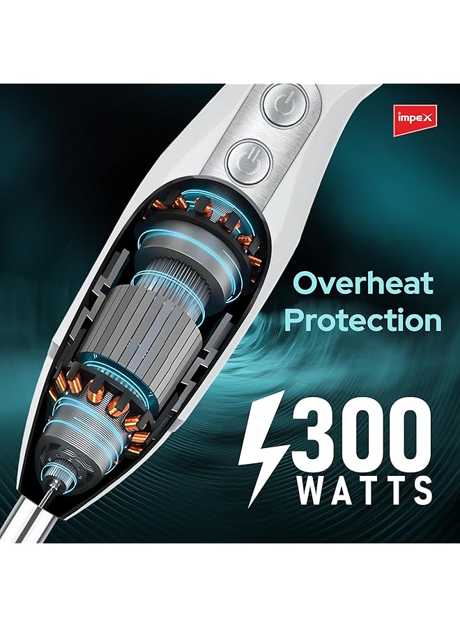 إمبكس خلاط يدوي 300 وات بسرعتين وقضيب وشفرة من الفولاذ المقاوم للصدأ وحماية من الحرارة الزائدة لمدة عامين خلاط يدوي فعال ومتين للعصائر والحساء والصلصات والمزيد - Image 5