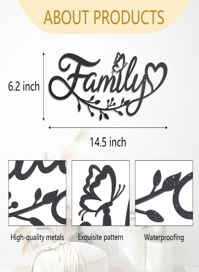OYEFLY Metal Family Sign Wall Art Decor,Black Metal Family Wall Decor (style1 14.5in) - Image 2