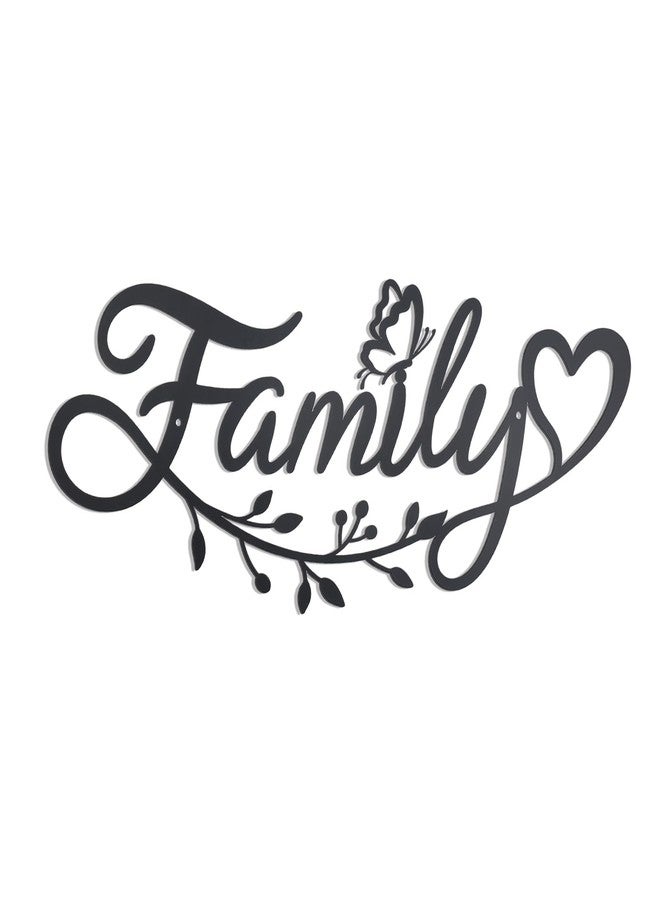 OYEFLY Metal Family Sign Wall Art Decor,Black Metal Family Wall Decor (style1 14.5in) - Image 1