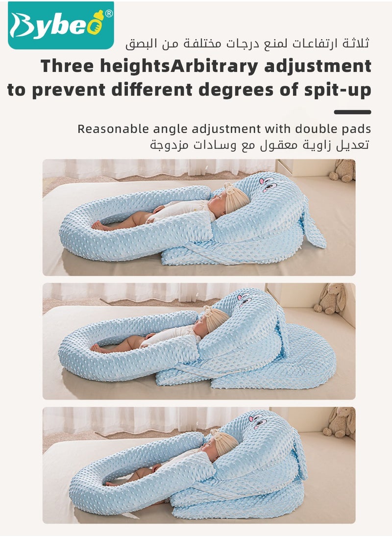 Bybeo Baby Crib Wedge Pillows with U-shaped Fence, Adjustable Height Anti-Spit Breastfeeding Nursing Pillow, Multifunctional Infant Nest Bed - Anti-Reflux, Choking, and Milk Overflow for Newborns Toddlers  - Image 4