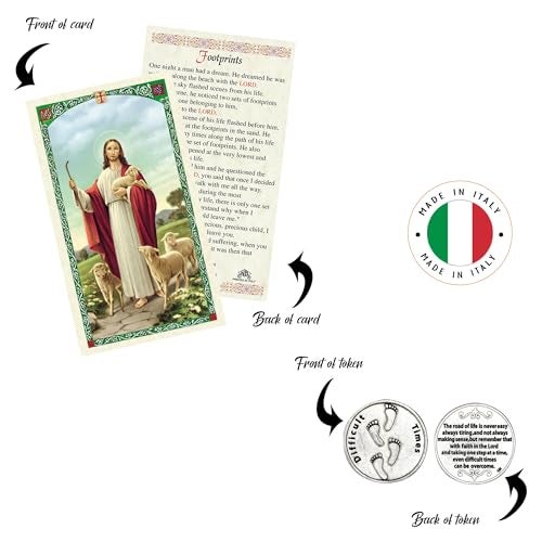 Trendzeen Footprints In The Sand Card - Laminated Footprint Prayer Cards, Footprints In The Sand Token, The Lord's Prayer Card - Inspirational Footprints In The Sand Pocket Cards and Tokens Set of 7 Items - Image 5