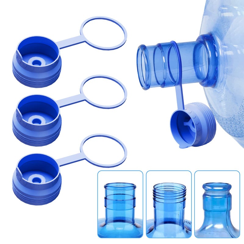 Ajedrmy 3 & 5 Gallon Water Jug Cap Reusable, Food Grade Silicone Replacement Gallon Caps for 55mm Standard/Screw/Crown Tops Water Bottle and Water Dispensers, Non-Spill Lids for Anti-Splash, Leak Free (3PCS) - Image 1