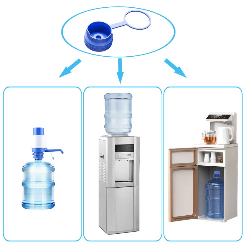 Ajedrmy 3 & 5 Gallon Water Jug Cap Reusable, Food Grade Silicone Replacement Gallon Caps for 55mm Standard/Screw/Crown Tops Water Bottle and Water Dispensers, Non-Spill Lids for Anti-Splash, Leak Free (3PCS) - Image 4
