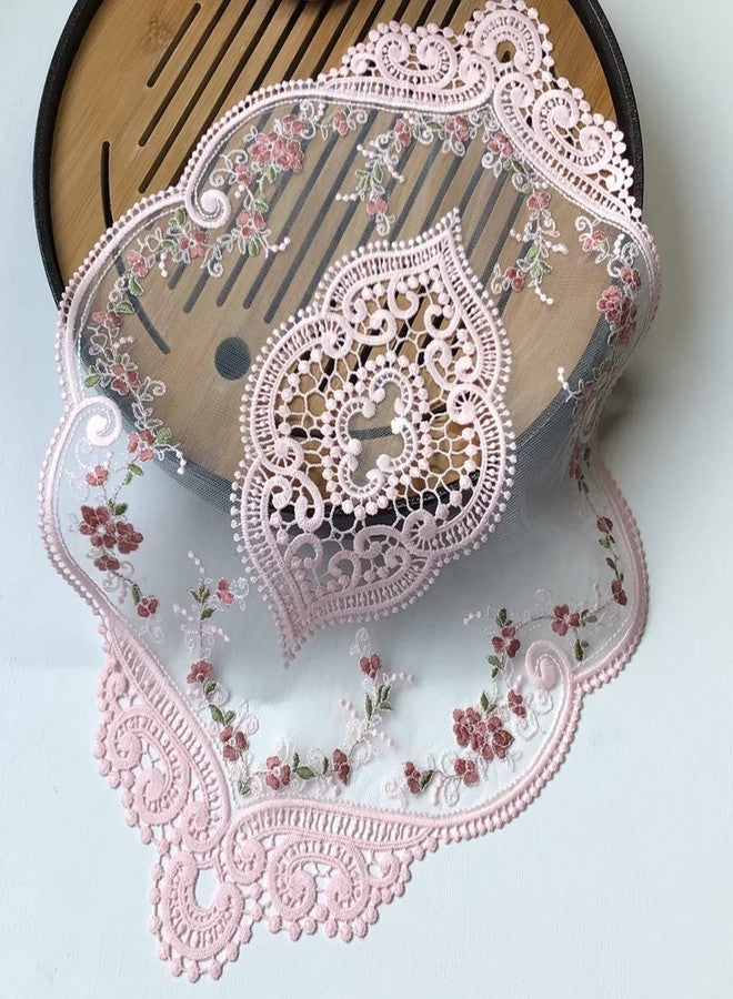 Fiygor 2Pack 12x18-in Retro Lace Placemats, French Crochet Doilies, Handmade Embroidered Table Mats, Beige