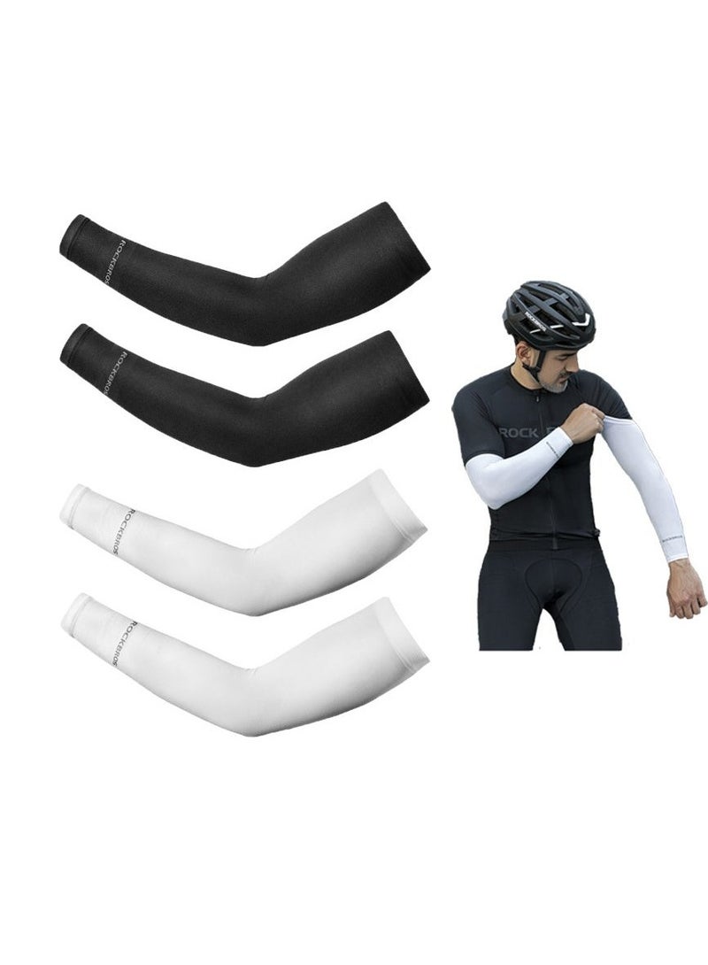 Rock Bros 2 Pairs Cooling UV Protection Arm Sleeves for Men & Women – Breathable Compression Sleeves for Outdoor Sports, Driving, Running & Cycling - Image 1