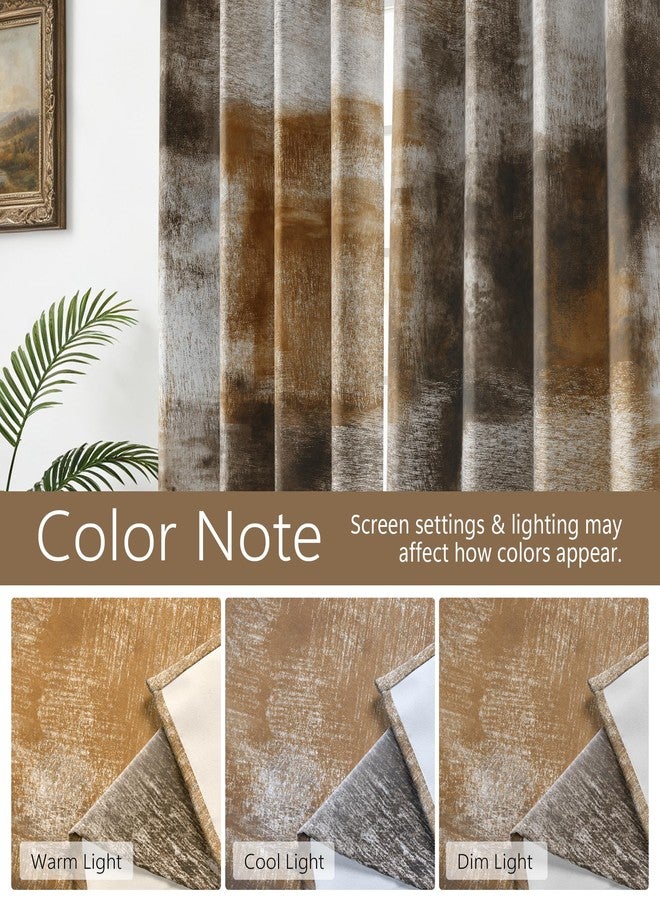 Asuexpect Abstract Curtains for Living Room 2 Panels Abstract Rust Curtain Room Darkening Grommet Window Drapes Modern Decorative Window Treatments for Bedroom, 52x84 Inches, Tan - Image 4