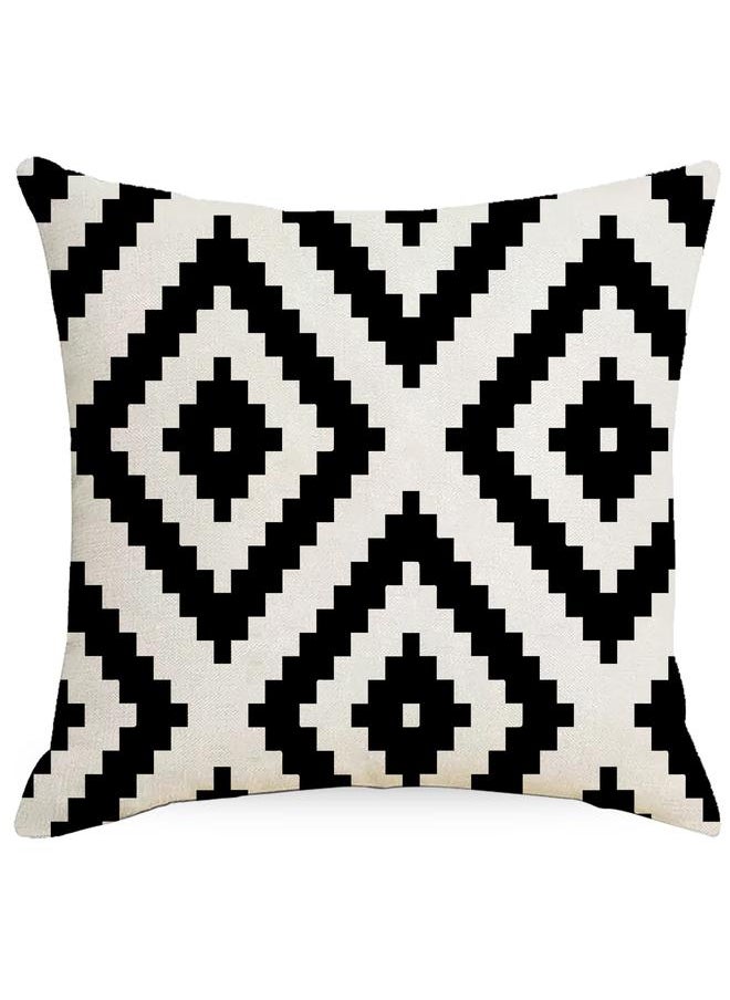 4-Piece Decorative Geometric Design Sofa Pillow Set ‎ Cotton 27 x 25.8 x 4.7 cm Black/Beige（45 * 45cm without pillow core） - pzsku/Z6755770BF15FF2234EFBZ/45/_/1736215773/5e1ba74f-bf26-4adf-aead-27de42023790