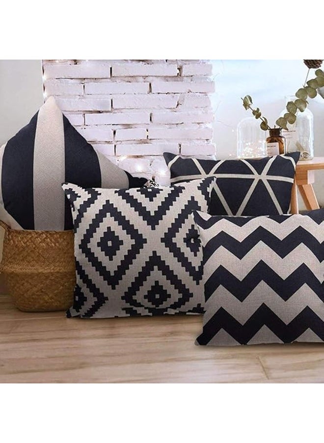 4-Piece Decorative Geometric Design Sofa Pillow Set ‎ Cotton 27 x 25.8 x 4.7 cm Black/Beige（45 * 45cm without pillow core） - pzsku/Z6755770BF15FF2234EFBZ/45/_/1736215777/5a85b981-77a9-4aab-927f-ba6b2a82ac7f