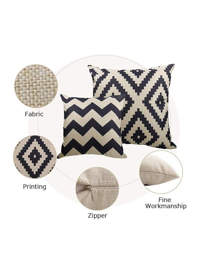 4-Piece Decorative Geometric Design Sofa Pillow Set ‎ Cotton 27 x 25.8 x 4.7 cm Black/Beige（45 * 45cm without pillow core） - pzsku/Z6755770BF15FF2234EFBZ/45/_/1736215802/993f185e-5615-4bfe-9f0e-d0ca57b6f171