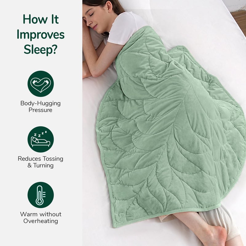 Kaisa Weighted Blanket for Adults (5 lbs,23"x29"), Soft Heavy Blanket Machine Washable, Small Size Weighted Blankets with Glass Beads for Couch and Bed, Sage Green - Image 3