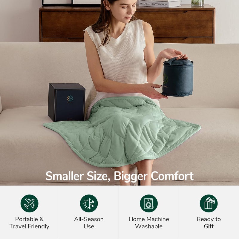 Kaisa Weighted Blanket for Adults (5 lbs,23"x29"), Soft Heavy Blanket Machine Washable, Small Size Weighted Blankets with Glass Beads for Couch and Bed, Sage Green - Image 5