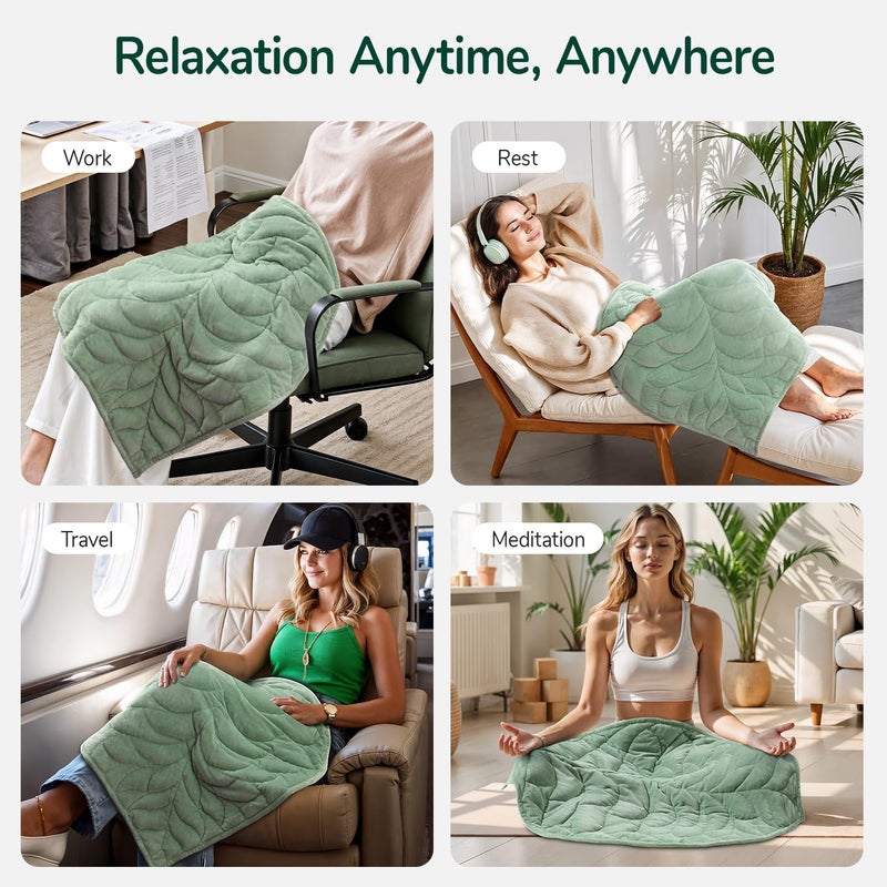 Kaisa Weighted Blanket for Adults (5 lbs,23"x29"), Soft Heavy Blanket Machine Washable, Small Size Weighted Blankets with Glass Beads for Couch and Bed, Sage Green - Image 4