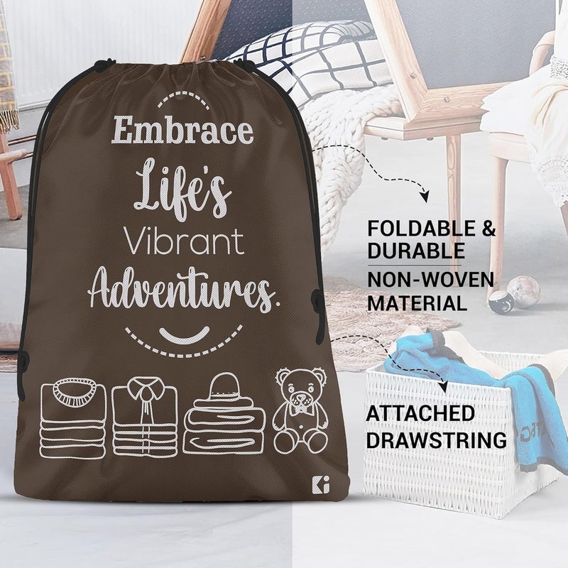 Kuber Industries Pack of 6 Cloth Storage Bag NonWoven Storage Organizer Travel Cloth Carrying Bag Garments Cover for Laundry Travel Storage Organizer for Clothing Large Brown - Image 2