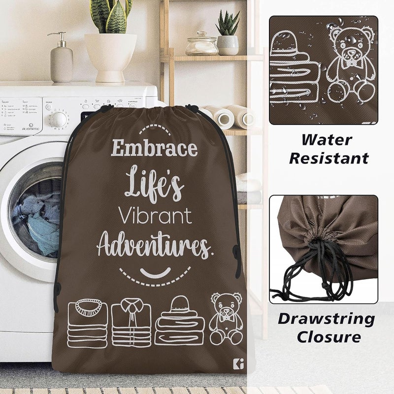 Kuber Industries Pack of 6 Cloth Storage Bag NonWoven Storage Organizer Travel Cloth Carrying Bag Garments Cover for Laundry Travel Storage Organizer for Clothing Large Brown - Image 5