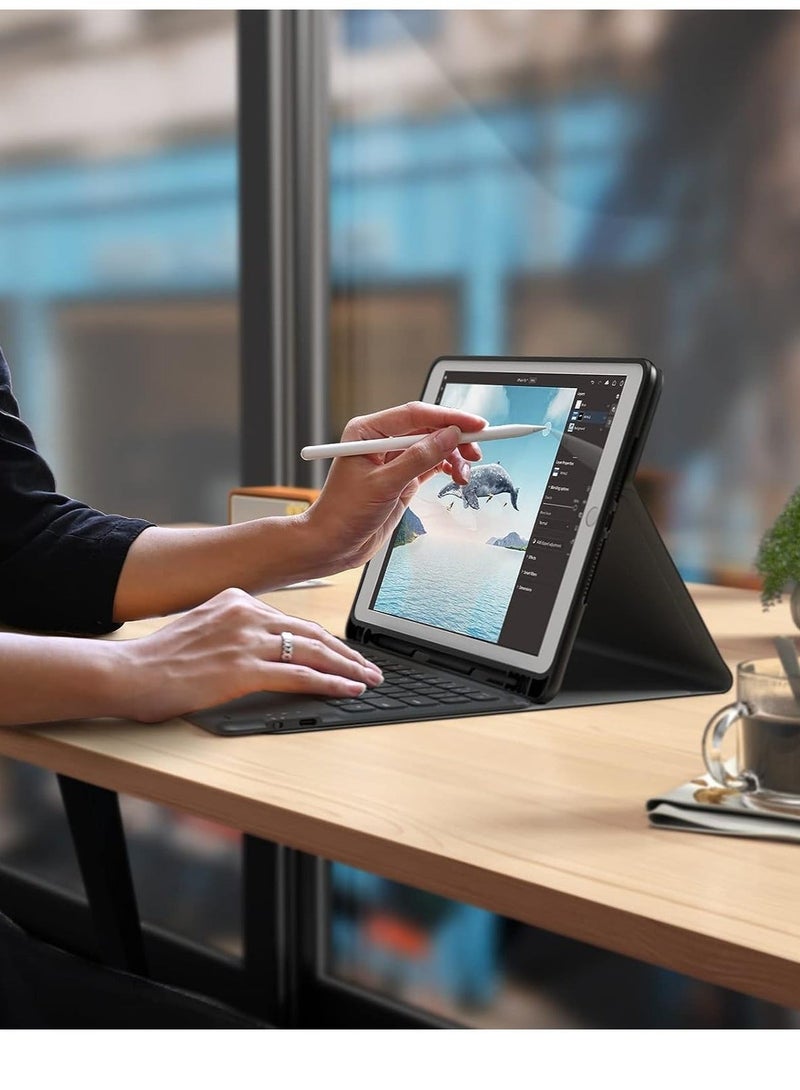 MUNTAQI iPad Keyboard 9th Generation, Keyboard for iPad 8th Generation/7th Gen 10.2 Inch, Smart Trackpad, Wireless with Pencil Holder,Flip Stand Keyboard(SE) Case for iPad 9th/8th/7th Gen 10.2” - Image 2