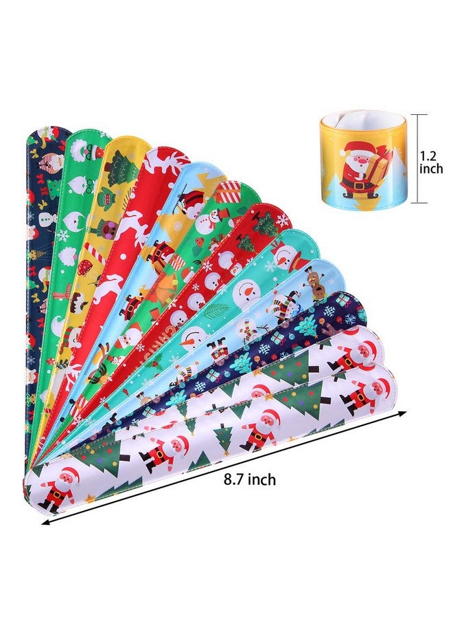 Lumiparty 60 Pcs Christmas Kid'S Slap Bracelets, Slap Bands,Snap Bracelets,Party Favors Pack With Snowflakes,Santa Claus,Snowman For Kids Valentines Gift Classroom Exchange With 4 Sheets Sticker. - Image 3